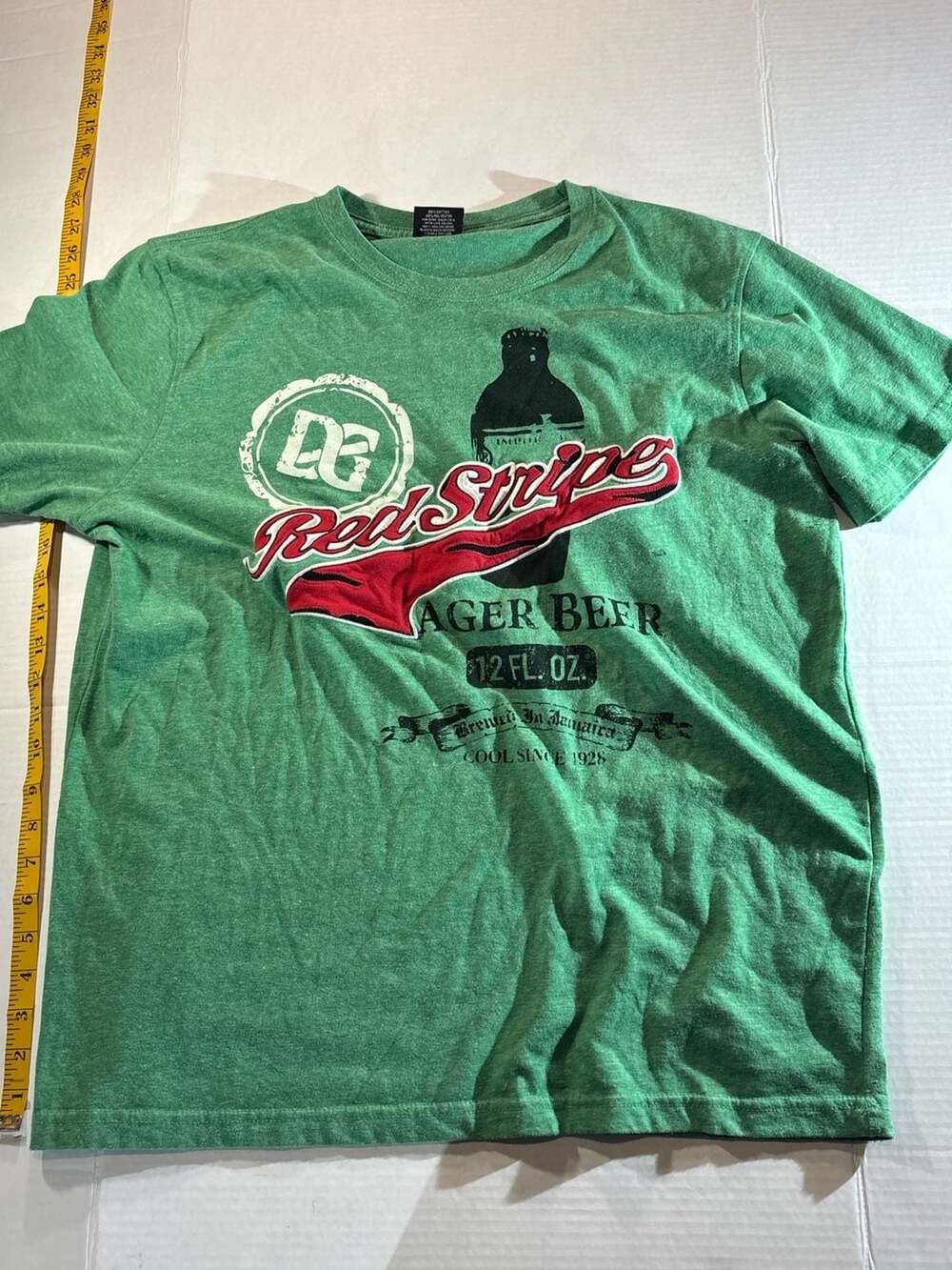 Red Stripe Jamaican Lager Beer Graphic T-Shirt Green Heather Men’s Large